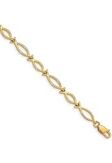 teensy real gold 5mm religious ichthus fish baby braclet 